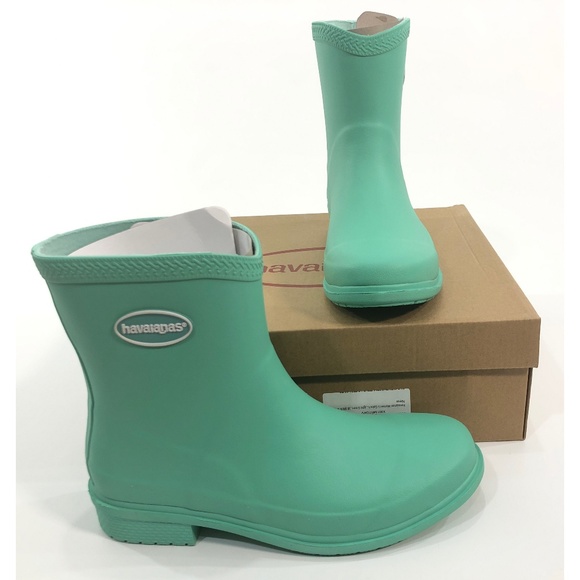 Women's Galochas 8W Light Green Mid Rain Boots - Picture 3 of 8